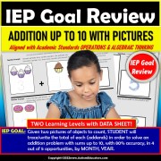 Addition to 10 with Pictures and Data for IEP Goal Review Autism